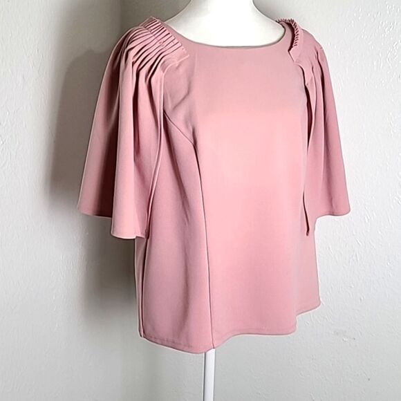 Midnight Velvet Pink Sleeveless Top with Cape Sleeves, Princess Seams, Size XL - Picture 3 of 10
